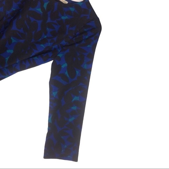 J. Crew Blue & Black Printed Three Quarter Sleeve Gallery Shift Mini Dress - Picture 5 of 11